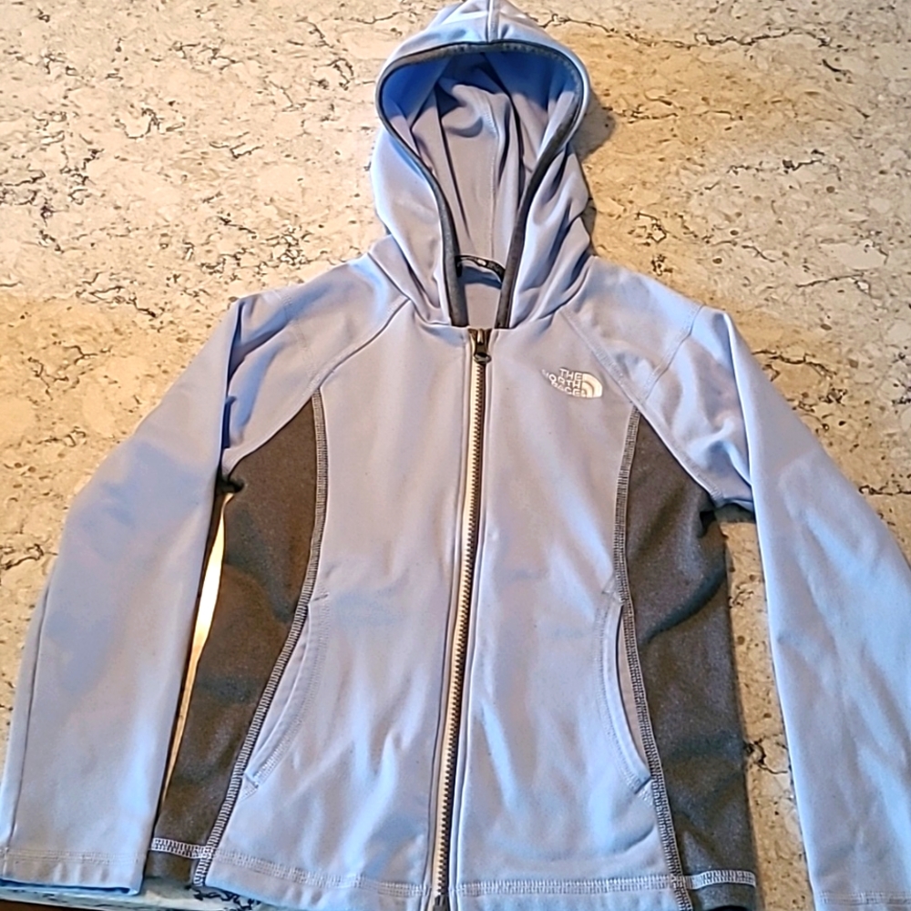 Girls The North Face light jacket, blue and grey, XS
